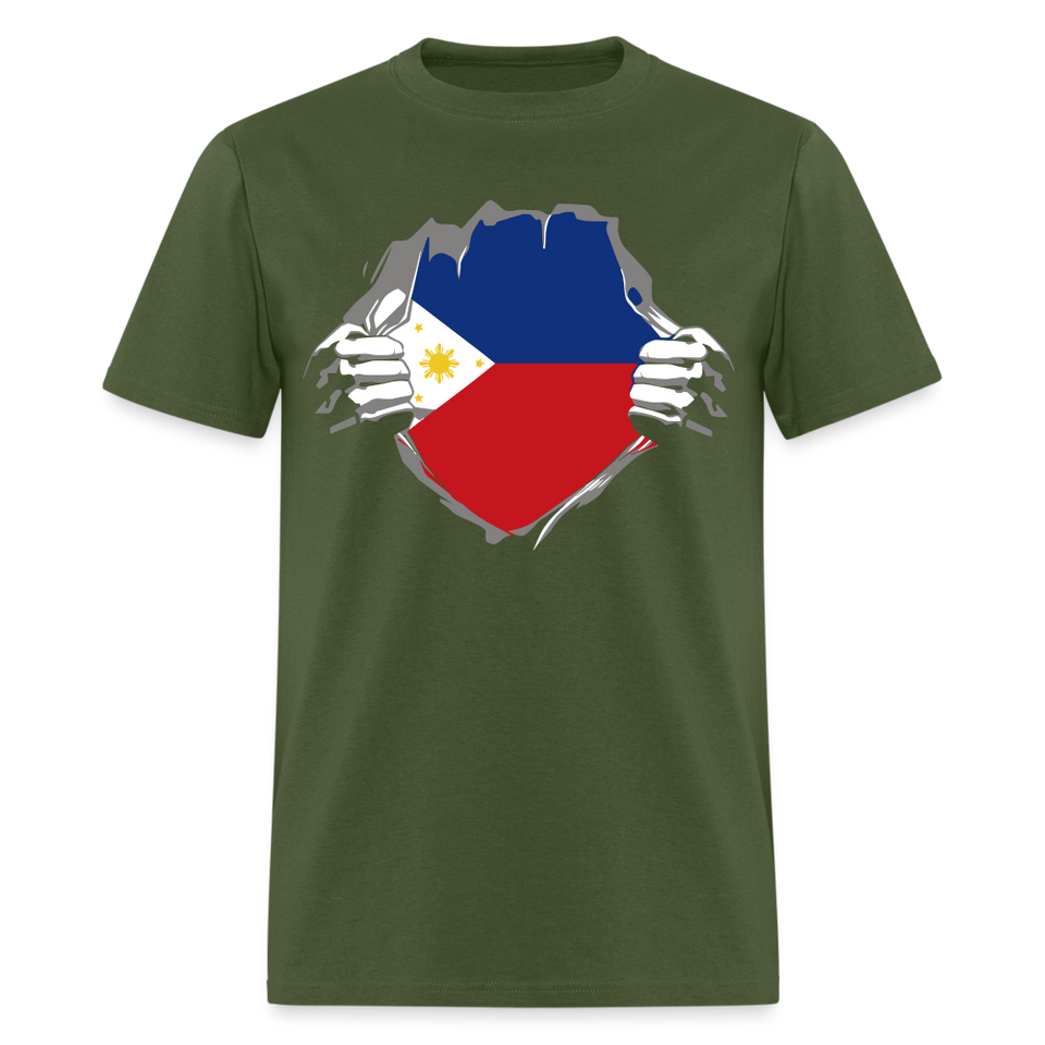 Philippines Flag shirt Filipino T-Shirt Rips Open size S-6XL - military green