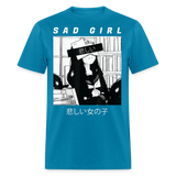 Sad Anime Emo Girl - Japanese Aesthetic Vaporwave Anime Otaku Sadness T-Shirt - turquoise