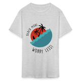Beach More Worry Less shirt Surf board Surfer T-Shirt Size S-6XL - heather gray