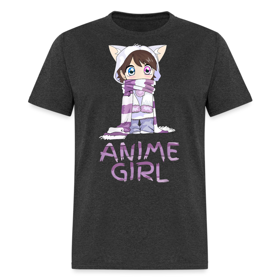 Kawaii Anime Girl Kawaii Clothes Cute Girl With Kitty Ears T-Shirt - heather black
