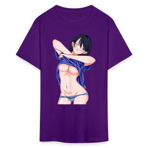 Manga Anime Waifu Japanese sexy Girl Ahegao Cosplay Hentai Ecchi T-Shirt - purple