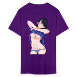 Manga Anime Waifu Japanese sexy Girl Ahegao Cosplay Hentai Ecchi T-Shirt - purple