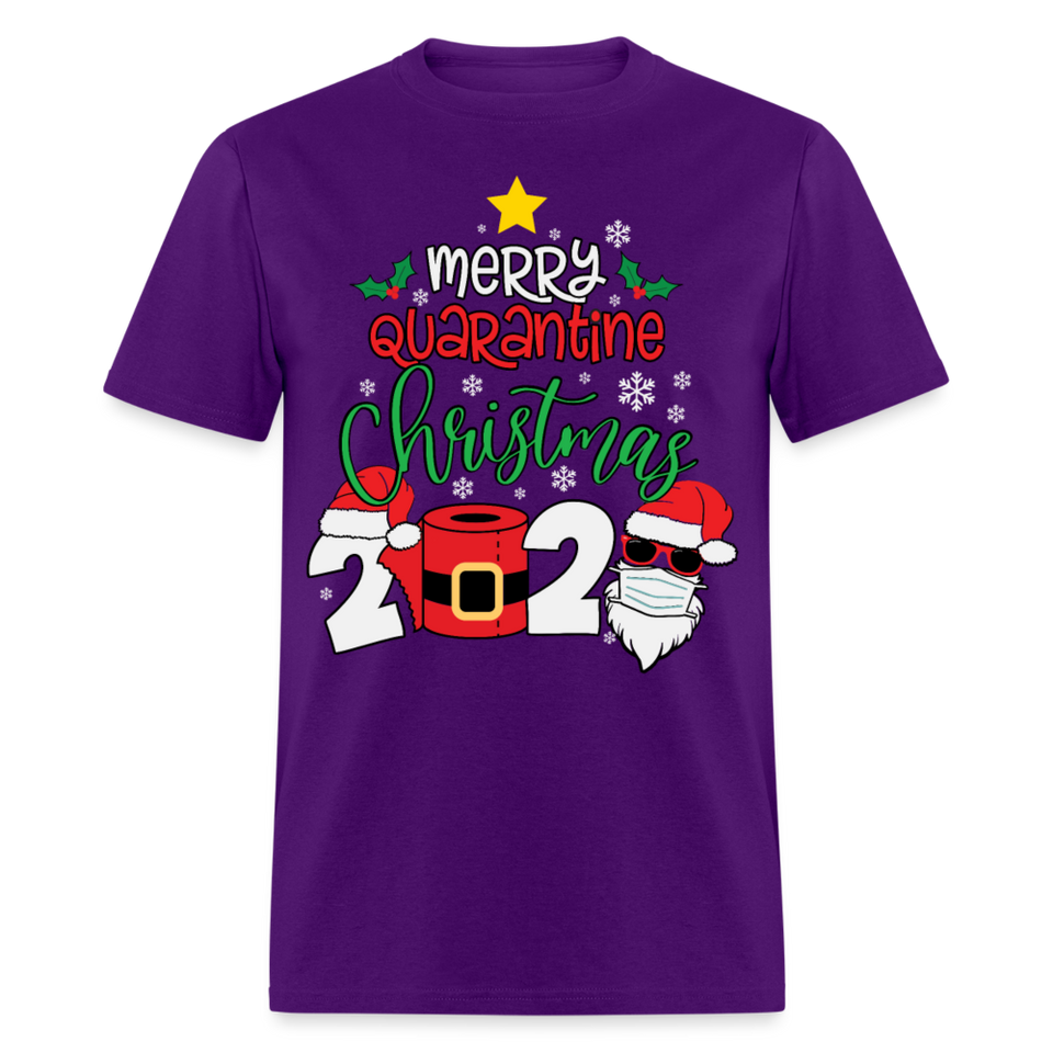 Merry Quarantine Christmas 2024 shirt Santa with face mask T-Shirt size S-6XL - purple