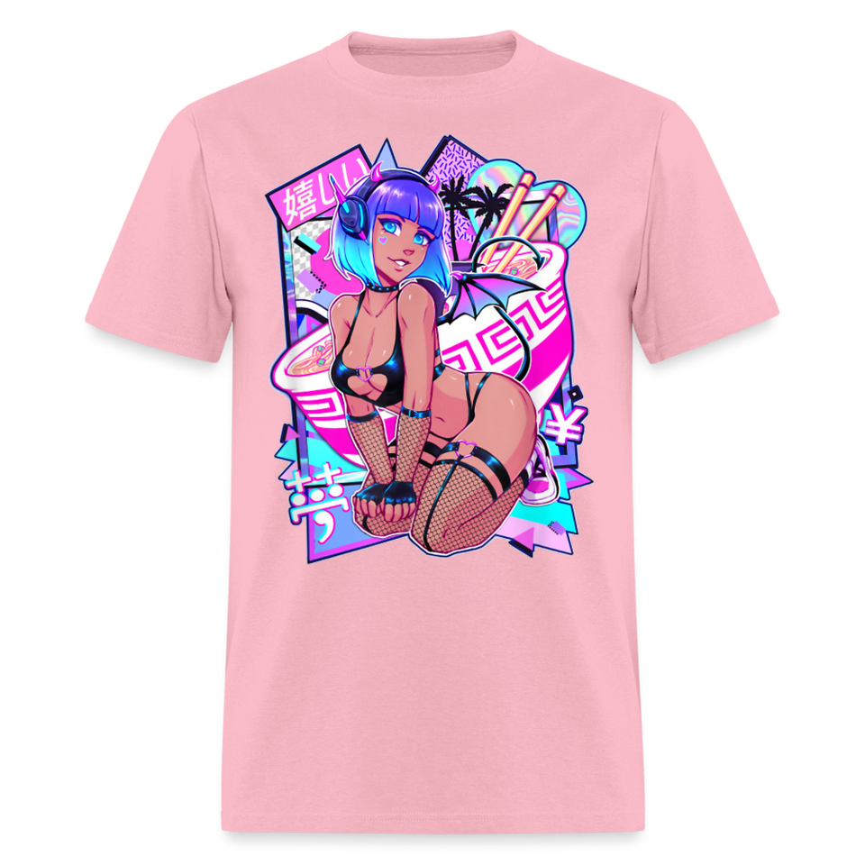 Pretty Anime Cute Demon shirt Sexy Devil Girl Ahegao Hentai Ecchi T-Shirt - pink