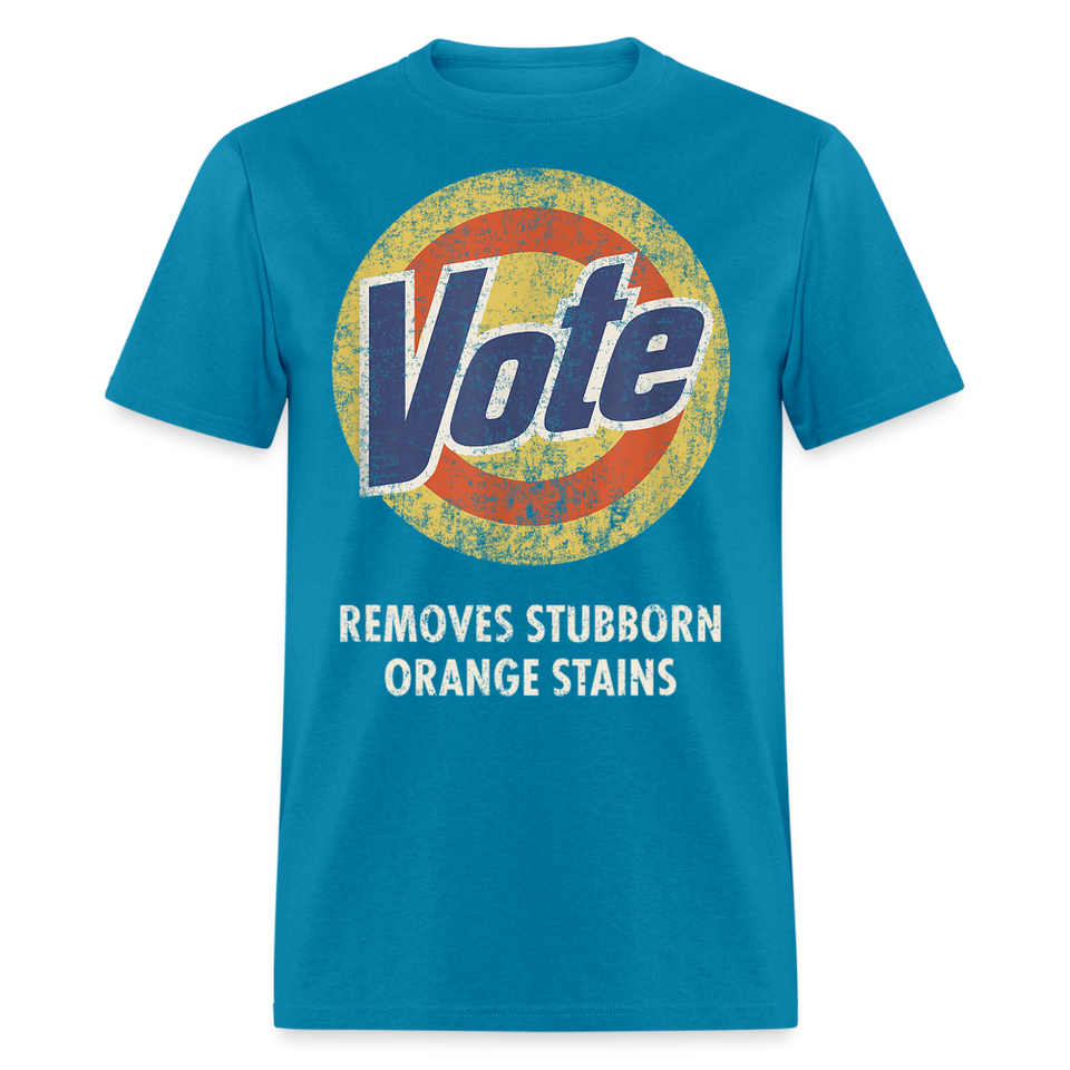 Anti-Trump Vote Shirt Removes Stubborn Orange Stains Funny Detergent T-Shirt - turquoise