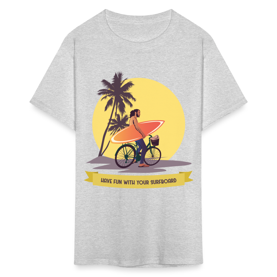 Have Fun with Your Surfboard shirt Surfing Summer Sunset T-Shirt Size S-6XL - heather gray