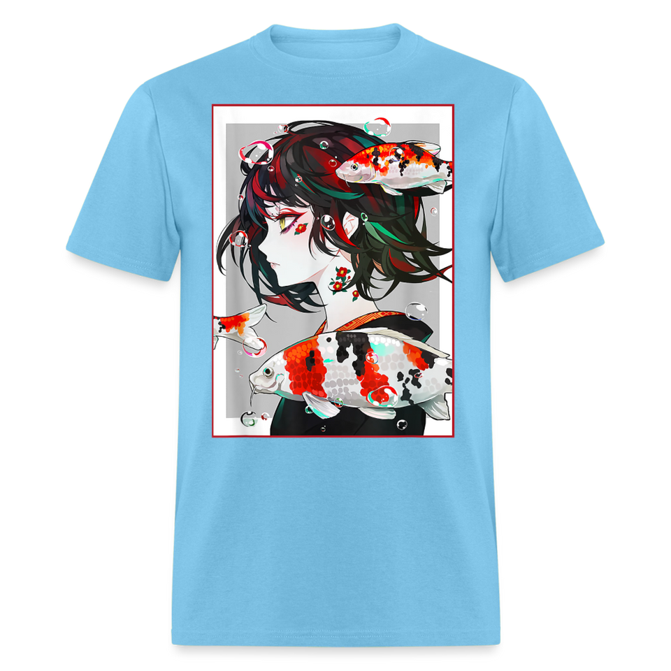 Anime Girl Cute Japanese Aesthetic shirt Anime Tee Otaku Fish Waifu Gift T-Shirt - aquatic blue