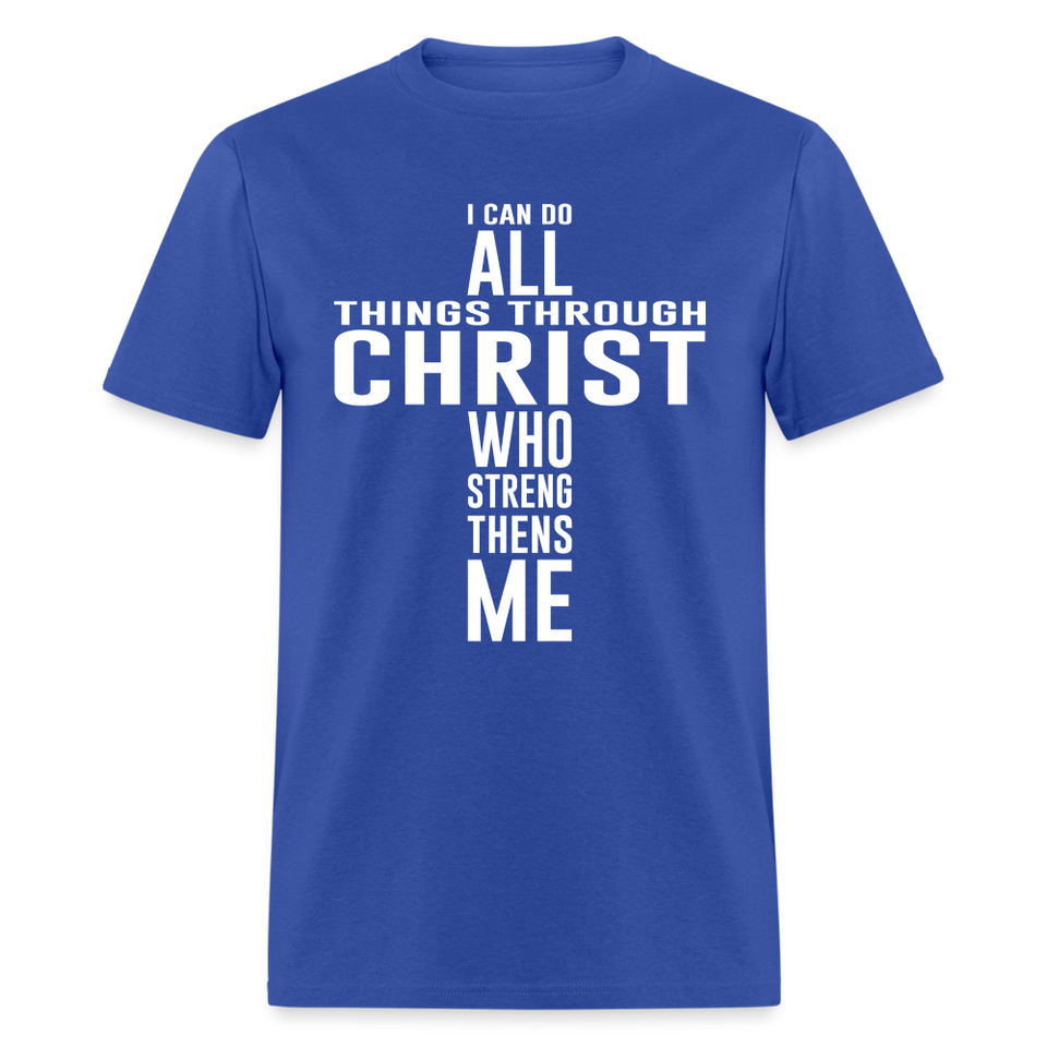 I can do all things through christ shirt Catholic Religious Lord Jesus T-Shirt - royal blue