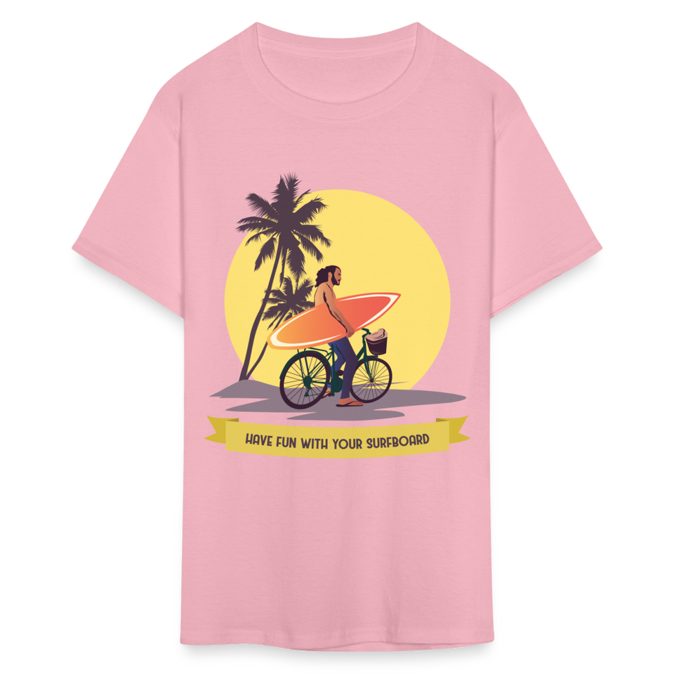 Have Fun with Your Surfboard shirt Surfing Summer Sunset T-Shirt Size S-6XL - pink