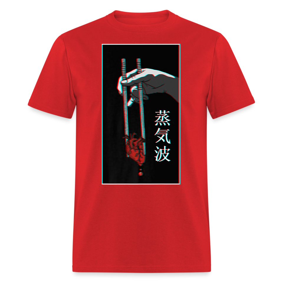 Japanese Futurism Heart Chop Sticks shirt Anime Retro T-Shirt Size S-6XL - red