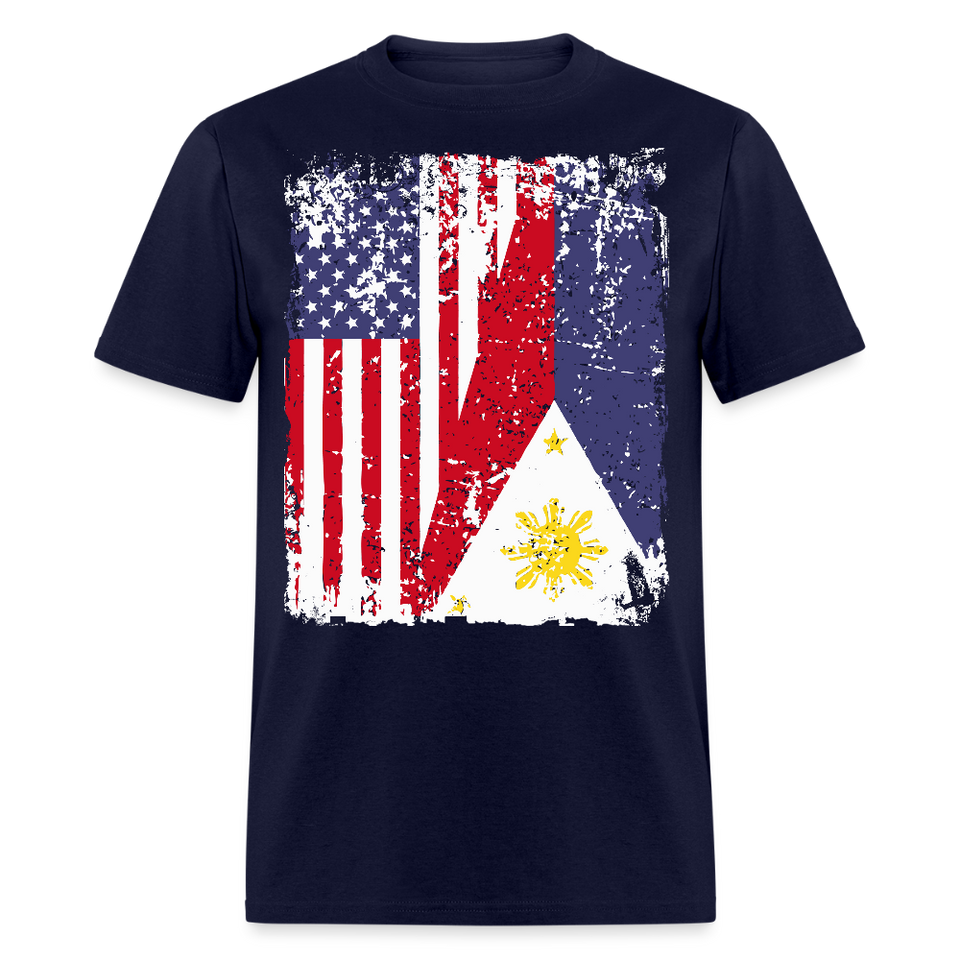 Pinoy USA shirt I Love Filipino American Flag Grunge Vintage T-Shirt Size S-6XL - navy
