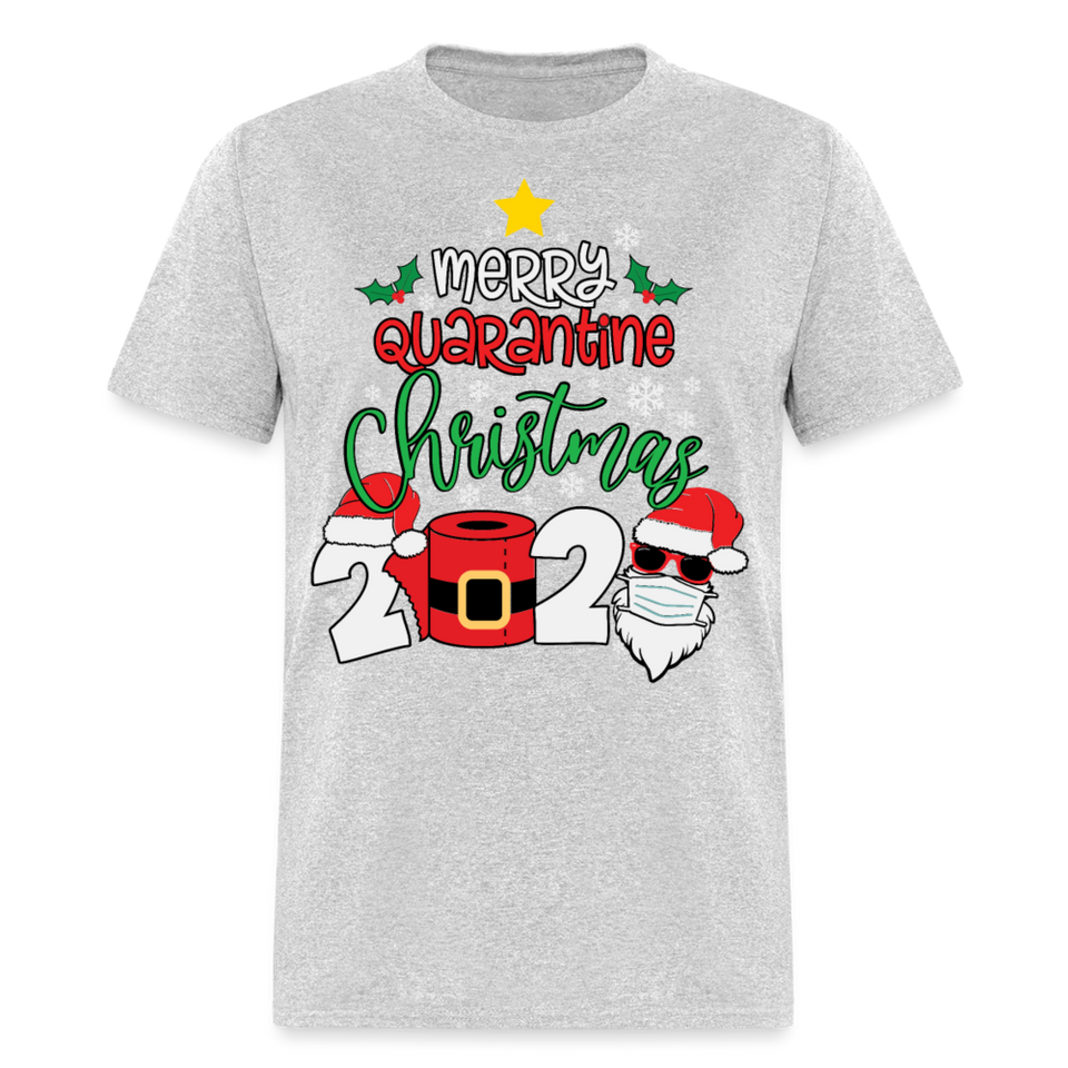 Merry Quarantine Christmas 2024 shirt Santa with face mask T-Shirt size S-6XL - heather gray