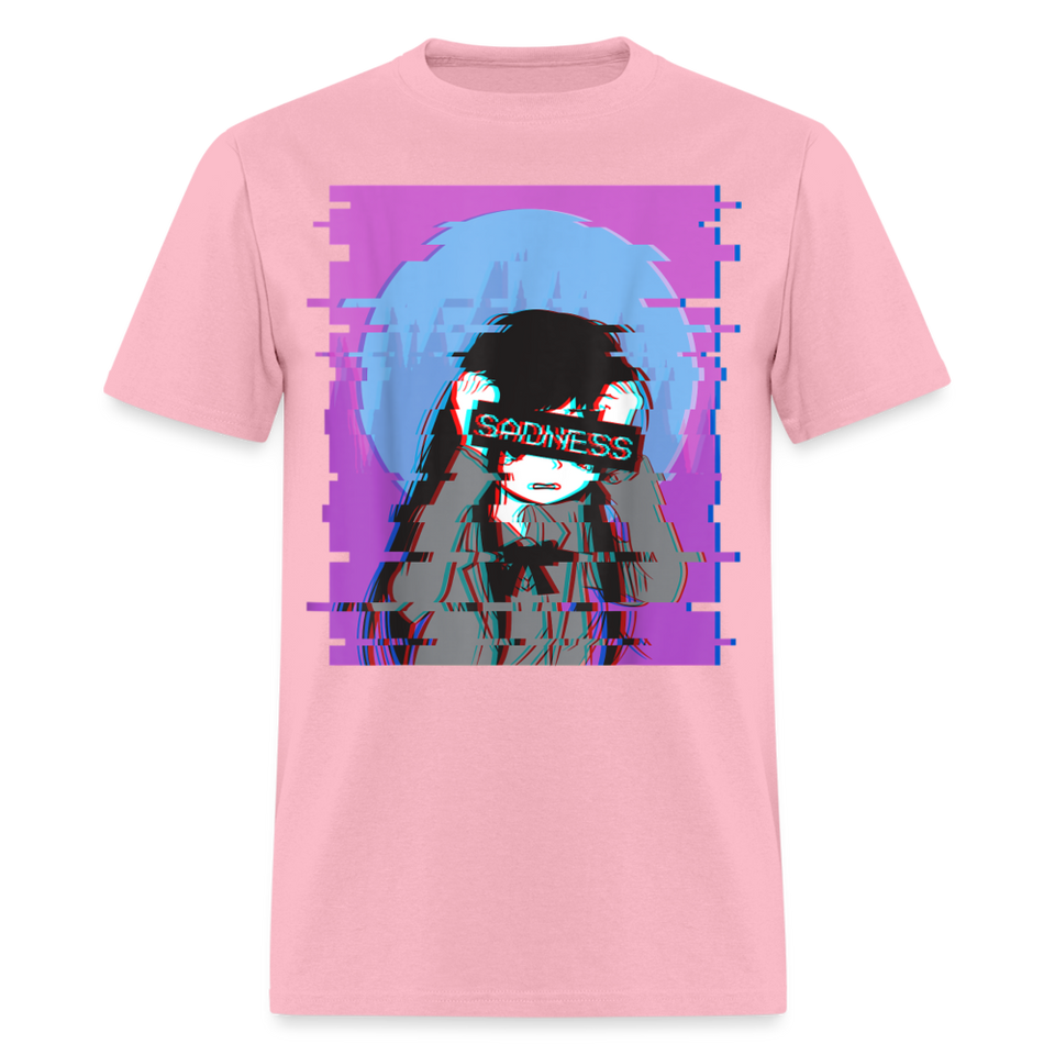 Sad Anime Emo Girl - Japanese Aesthetic Vaporwave Anime Otaku Sadness T-Shirt - pink