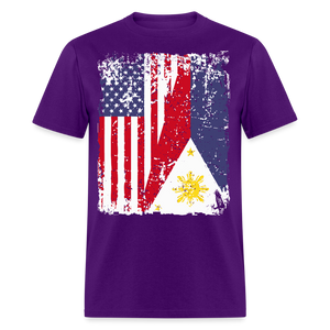 Pinoy USA shirt I Love Filipino American Flag Grunge Vintage T-Shirt Size S-6XL - purple
