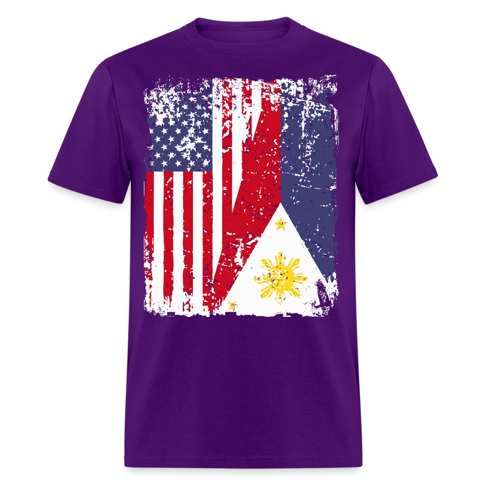 Pinoy USA shirt I Love Filipino American Flag Grunge Vintage T-Shirt Size S-6XL - purple