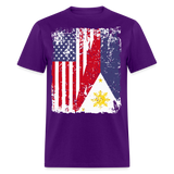 Pinoy USA shirt I Love Filipino American Flag Grunge Vintage T-Shirt Size S-6XL - purple