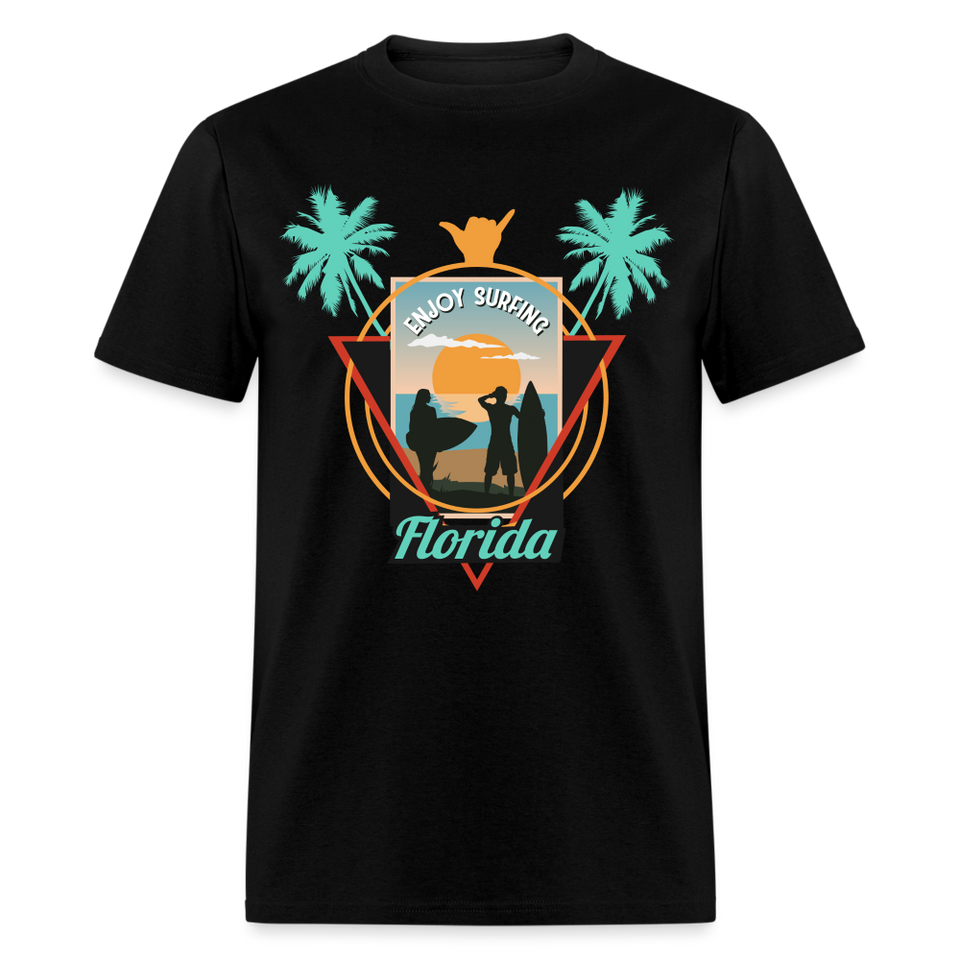 Enjoy Surfing Florida shirt Surfboard Surfing Ocean Sunset T-Shirt Size S-6XL - black