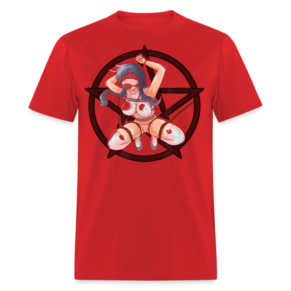 Anime Bondage BDSM shirt Manga Anime Waifu japanese Girl Ahegao T-Shirt - red