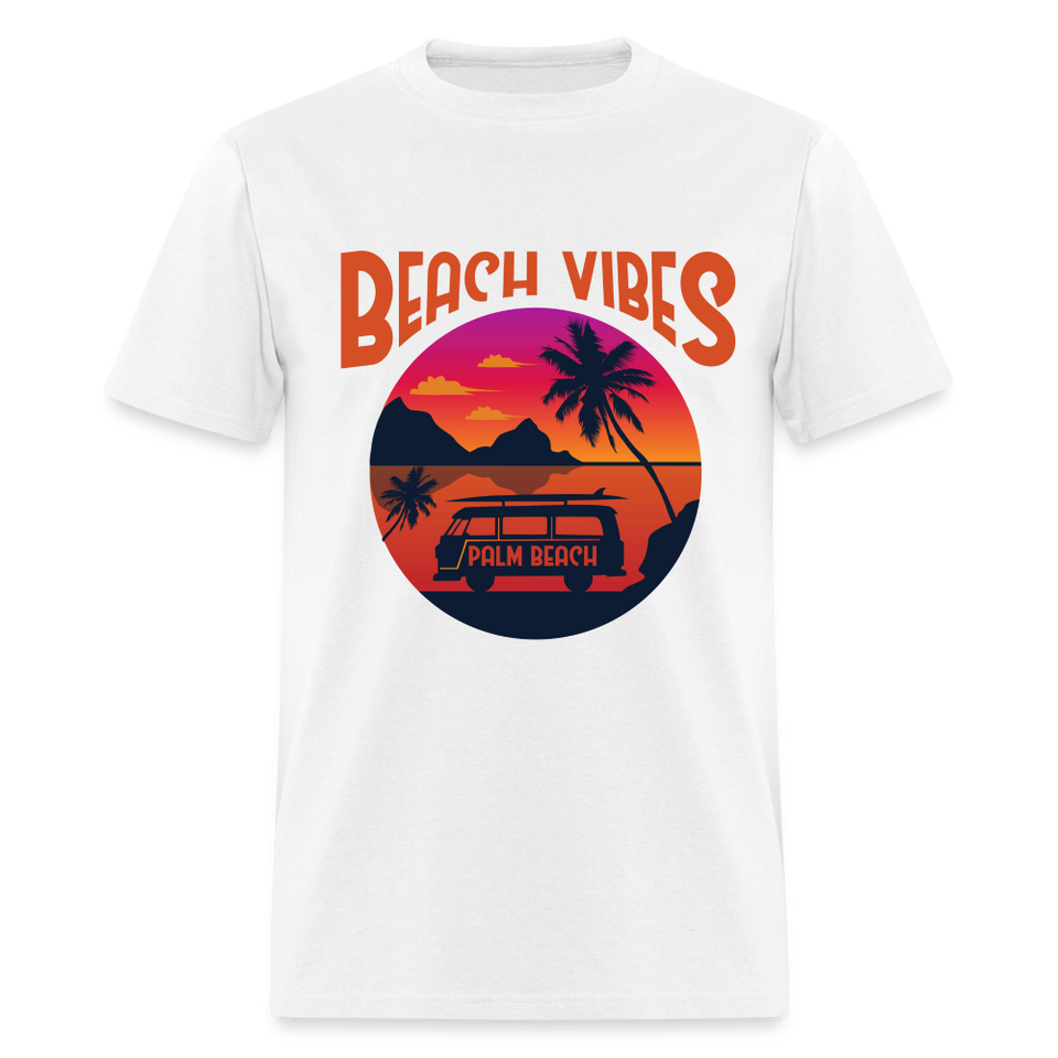 Beach Vibes shirt Palm Beach Surf Board Surfer Surfing T-Shirt Size S-6XL - white