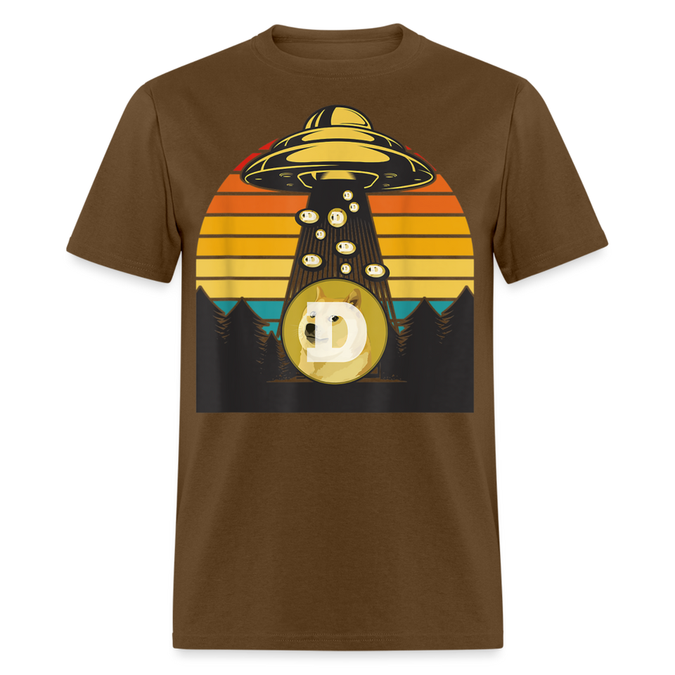 Dogecoin To the Moon shirt Doge HODL Rocket Crypto Meme UFO T-Shirt Size S-6XL - brown