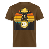 Dogecoin To the Moon shirt Doge HODL Rocket Crypto Meme UFO T-Shirt Size S-6XL - brown