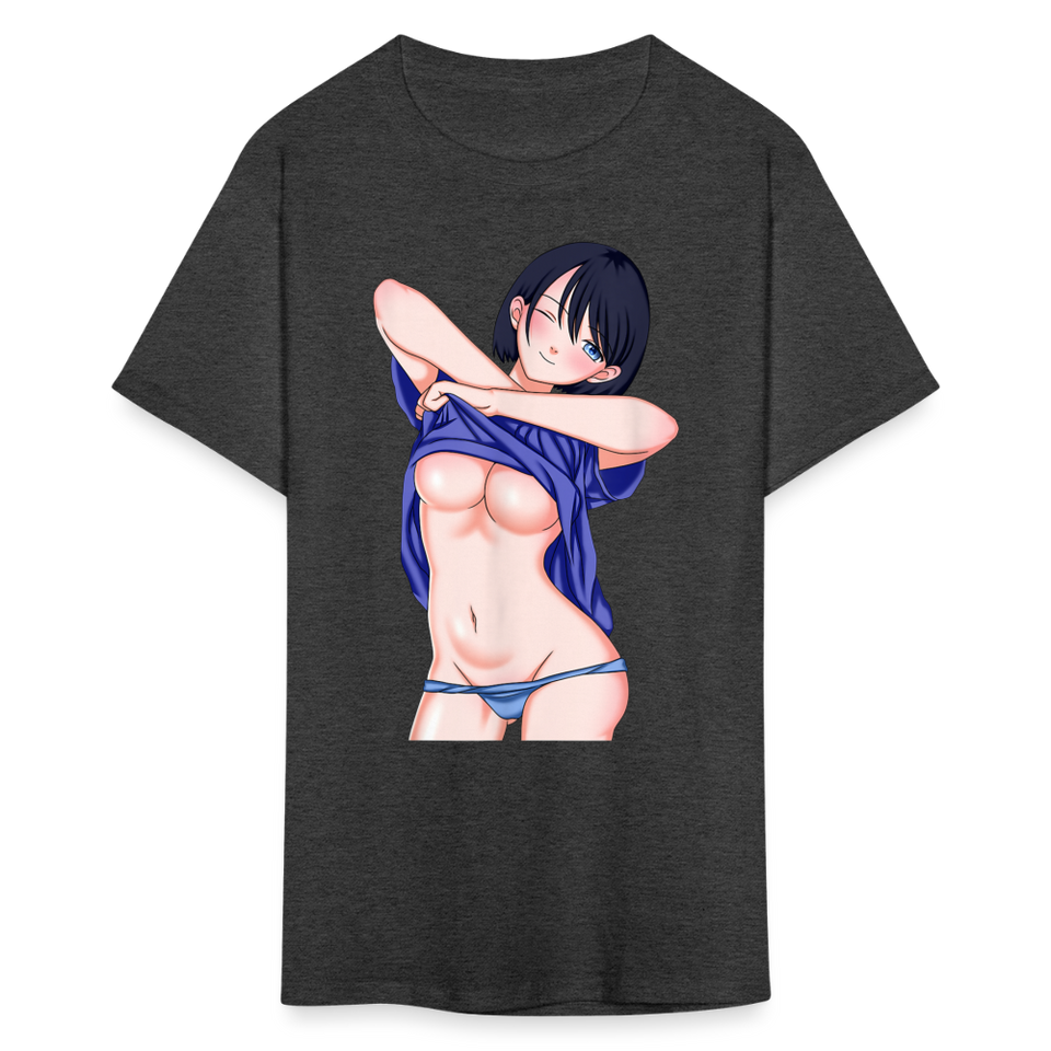 Manga Anime Waifu Japanese sexy Girl Ahegao Cosplay Hentai Ecchi T-Shirt - heather black