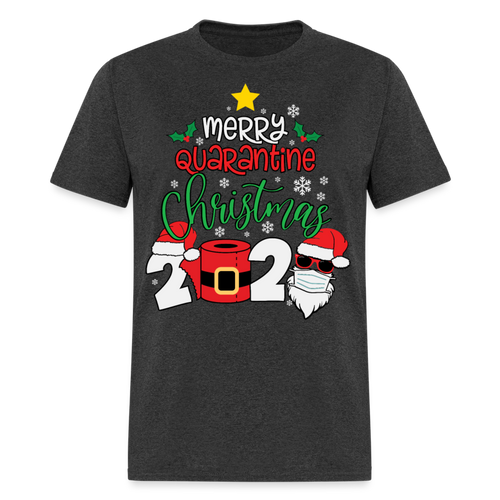 Merry Quarantine Christmas 2024 shirt Santa with face mask T-Shirt size S-6XL - heather black