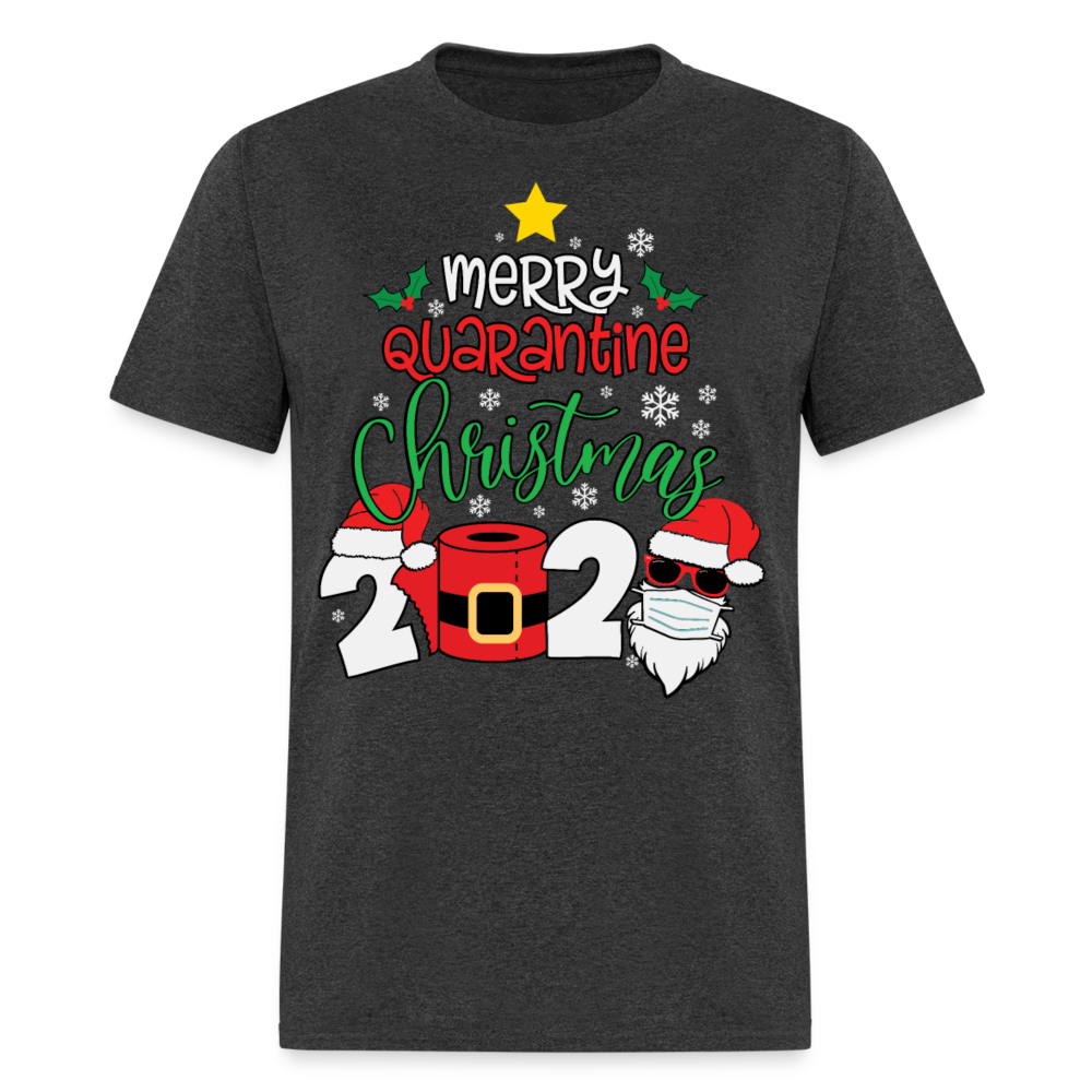 Merry Quarantine Christmas 2024 shirt Santa with face mask T-Shirt size S-6XL - heather black