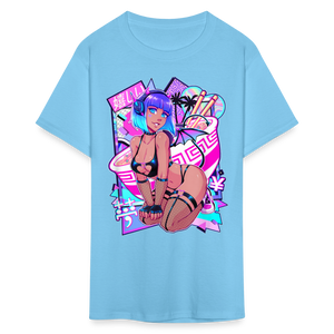 Pretty Anime Cute Demon shirt Sexy Devil Girl Ahegao Hentai Ecchi T-Shirt - aquatic blue