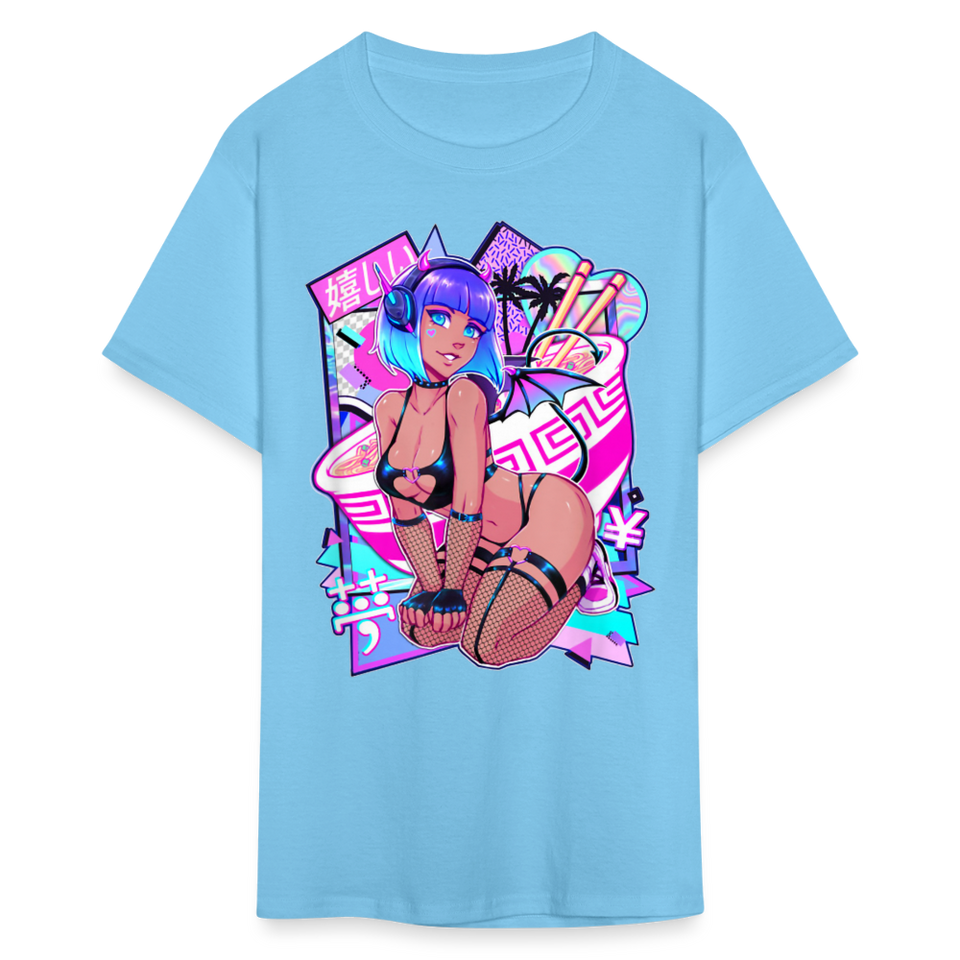 Pretty Anime Cute Demon shirt Sexy Devil Girl Ahegao Hentai Ecchi T-Shirt - aquatic blue