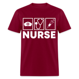 Nurses cap, stethoscope, syringe shirt Nursing Gift T-Shirt size S-6XL - burgundy