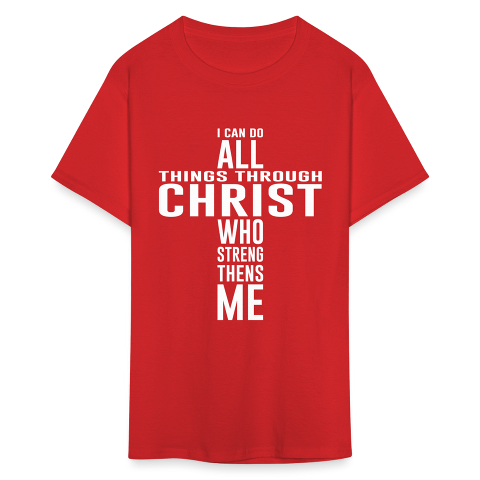 I can do all things through christ shirt Catholic Religious Lord Jesus T-Shirt - red