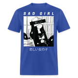 Sad Anime Emo Girl - Japanese Aesthetic Vaporwave Anime Otaku Sadness T-Shirt - royal blue