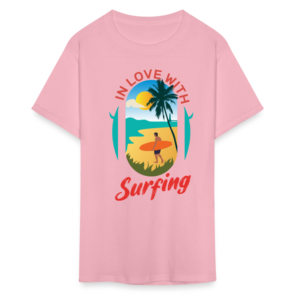 In Love with Surfing shirt Westcoast California Surfer T-Shirt Size S-6XL - pink