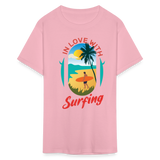 In Love with Surfing shirt Westcoast California Surfer T-Shirt Size S-6XL - pink