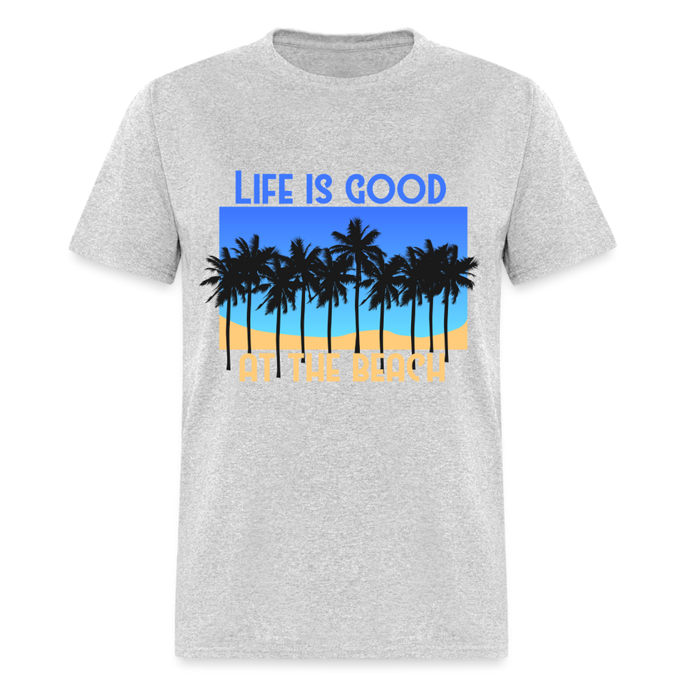 Life is Good at the Beach shirt Surfer Sunset Beach Ocean T-Shirt Size S-6XL - heather gray