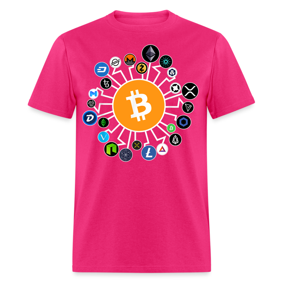 Bitcoin shirt BTC ETH LTC XMR Hodlers Decentralized Crypto Altcoin T-Shirt S-6XL - fuchsia