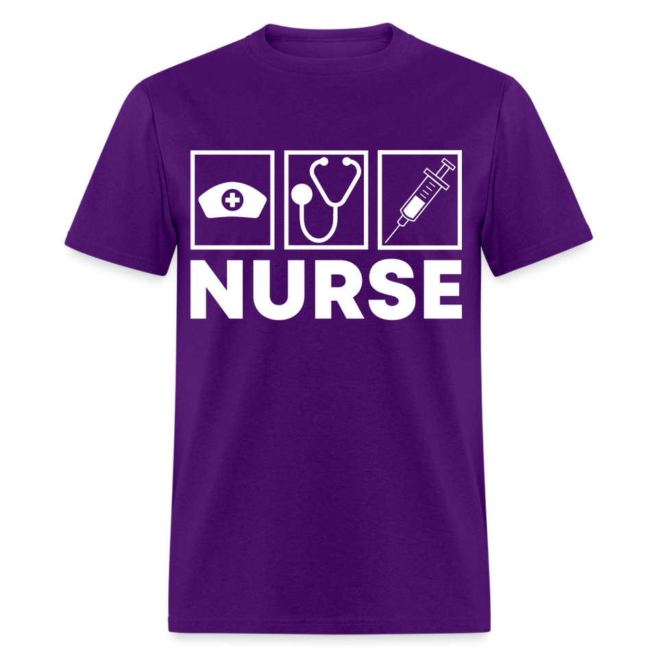 Nurses cap, stethoscope, syringe shirt Nursing Gift T-Shirt size S-6XL - purple