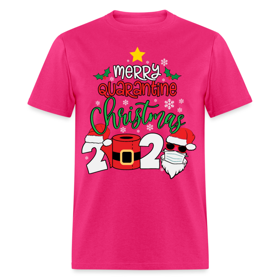 Merry Quarantine Christmas 2024 shirt Santa with face mask T-Shirt size S-6XL - fuchsia