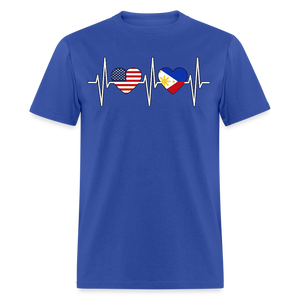 Pinoy Love USA shirt I Love Filipino American Flag Heartbeat T-Shirt Size S-6XL - royal blue