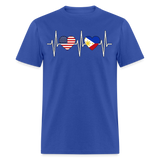 Pinoy Love USA shirt I Love Filipino American Flag Heartbeat T-Shirt Size S-6XL - royal blue