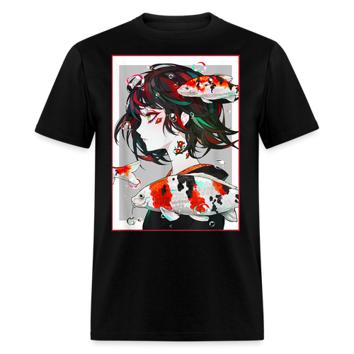 Anime Girl Cute Japanese Aesthetic shirt Anime Tee Otaku Fish Waifu Gift T-Shirt - black