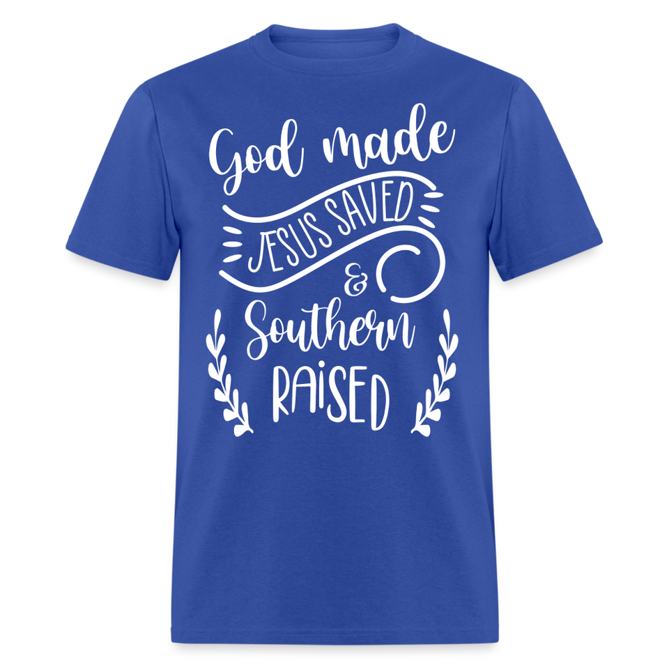 God made Jesus saved shirt Catholic Religious T-Shirt size S-6XL - royal blue