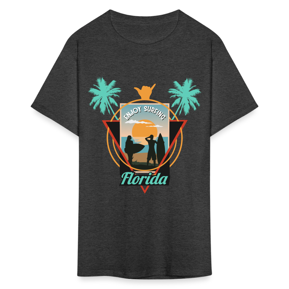 Enjoy Surfing Florida shirt Surfboard Surfing Ocean Sunset T-Shirt Size S-6XL - heather black