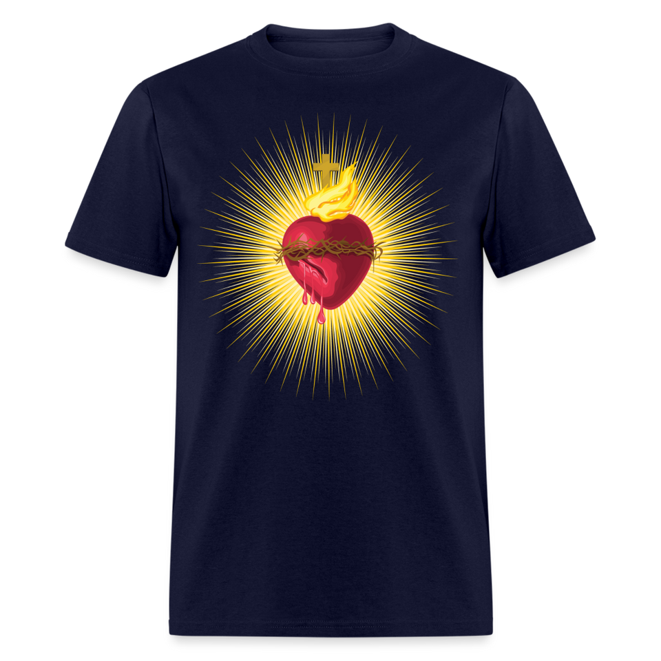 The Sacred Heart of Jesus Christ Shirt Religious Catholic T-shirt Size S-6XL - navy