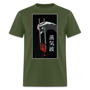 Japanese Futurism Heart Chop Sticks shirt Anime Retro T-Shirt Size S-6XL - military green