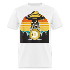 Dogecoin To the Moon shirt Doge HODL Rocket Crypto Meme UFO T-Shirt Size S-6XL - white