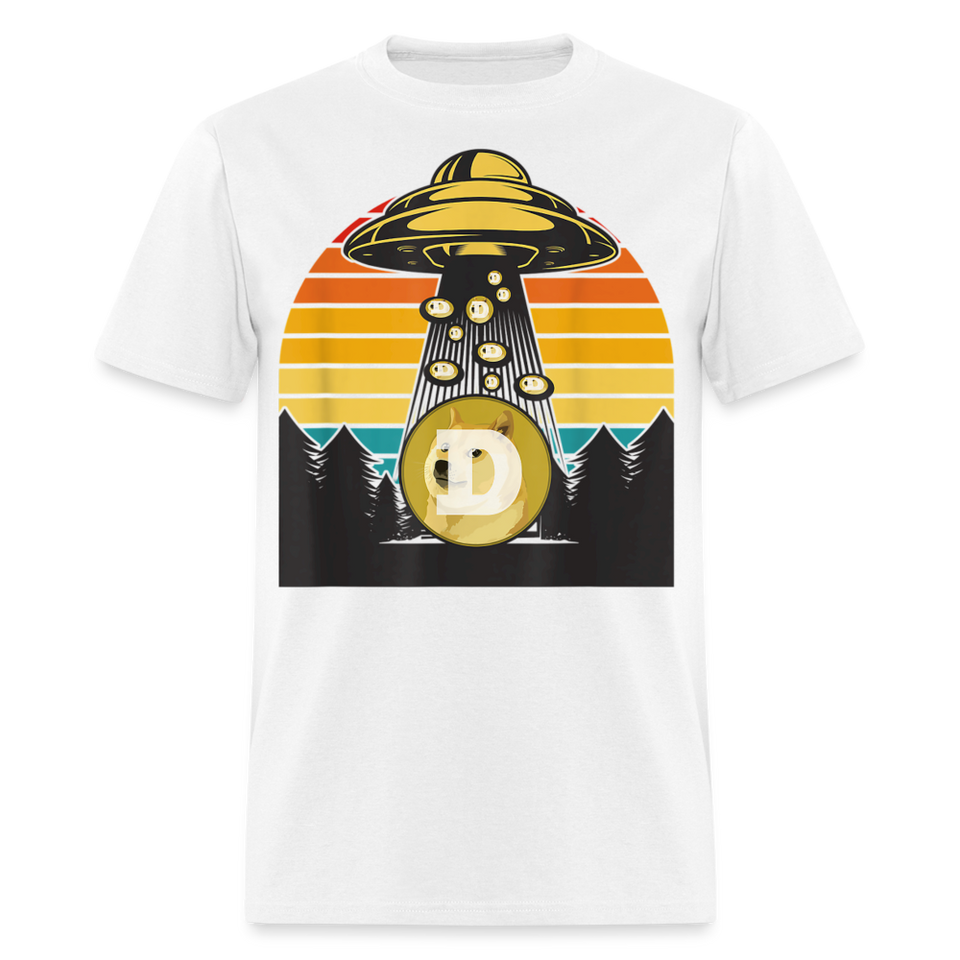 Dogecoin To the Moon shirt Doge HODL Rocket Crypto Meme UFO T-Shirt Size S-6XL - white