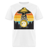 Dogecoin To the Moon shirt Doge HODL Rocket Crypto Meme UFO T-Shirt Size S-6XL - white