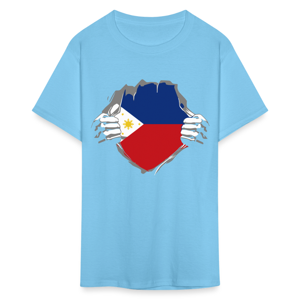 Philippines Flag shirt Filipino T-Shirt Rips Open size S-6XL - aquatic blue
